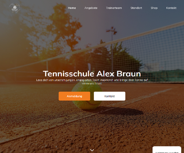 Startseite der Tennisschule Alex Braun