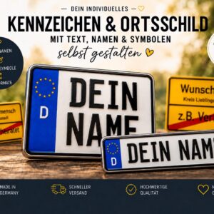 Mini-Kennzeichen personalisiert – Wunschtext im deutschen Design – Produktansicht 1