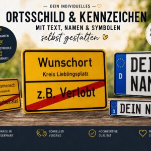 Mini-Ortsschild personalisiert – Wunschname im deutschen Design – Produktansicht 1